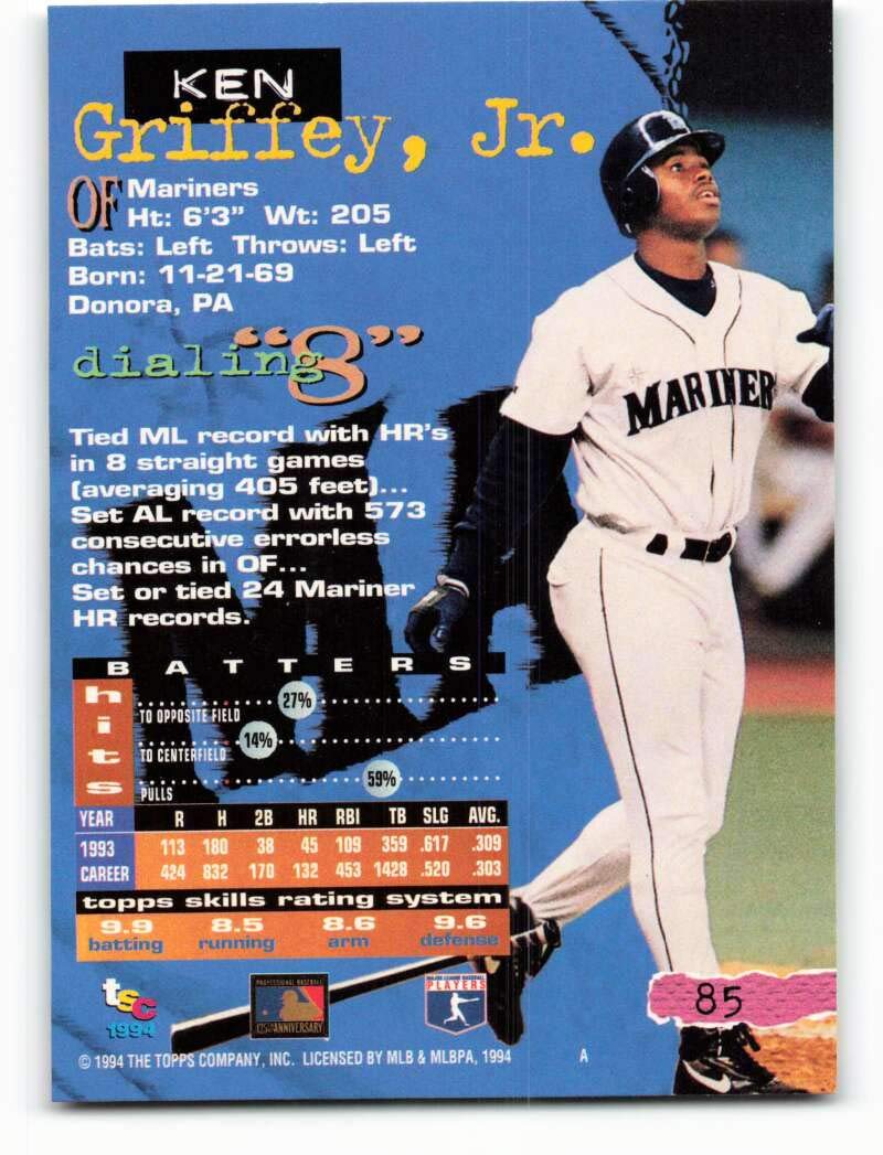 Amazon.com: 1994 Stadium Club #85 Ken Griffey Jr. NM-MT Seattle